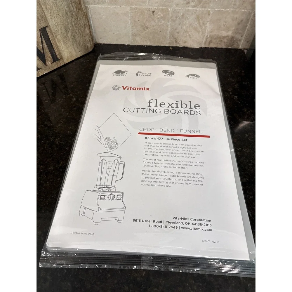 Vitamix Flexible Cutting Boards Poultry Meat Fruit Vegetable Fish Set 3 NEW